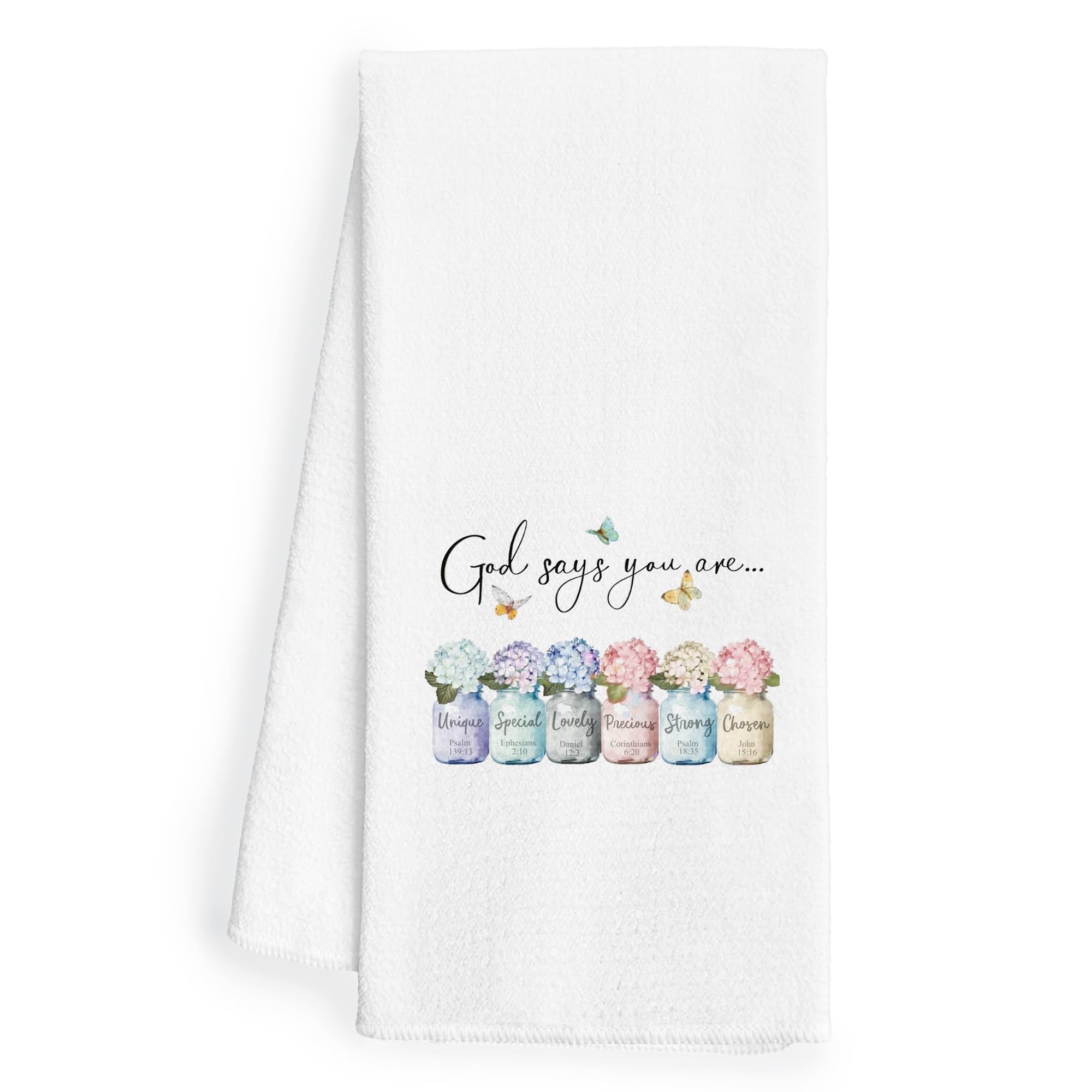 WFSM Boho Christian Kitchen Towels 16x24 - God Says You are Christian Dish Towels for Kitchen, Inspirational Christian Gifts for Women, Bible Verse