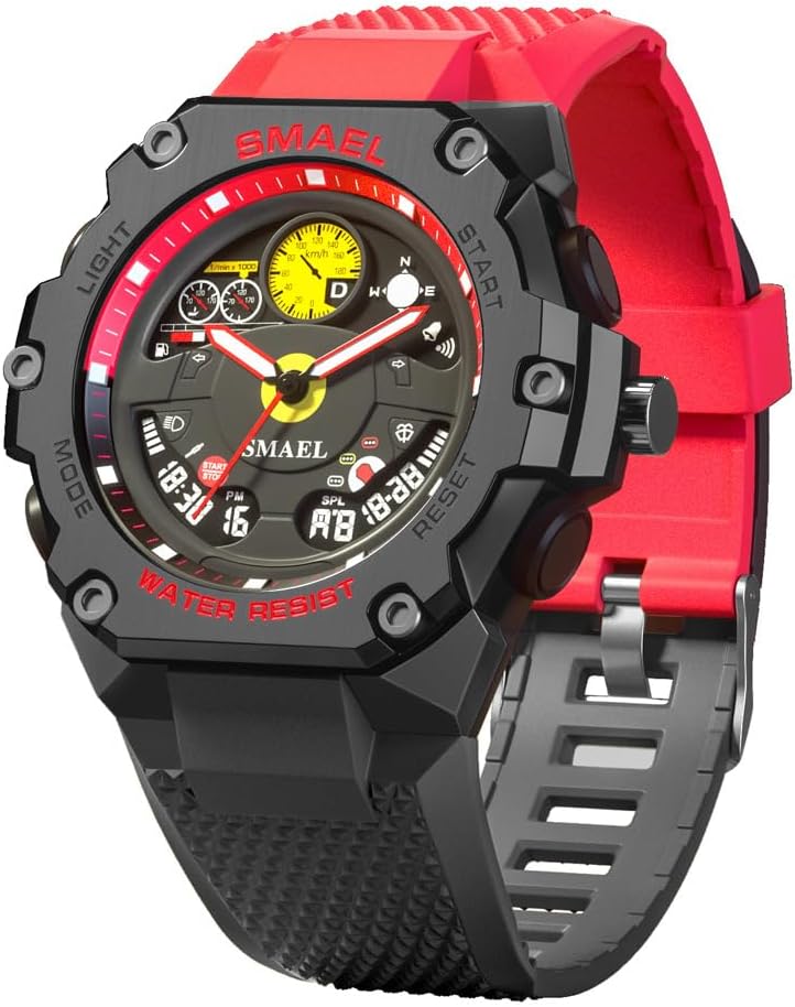 FANMIS Men Tactical Watches Digital Analog Military Sport Watches LED Big Face Outdoor Army Wristwatch Waterproof Alarm Running Training Stopwatch