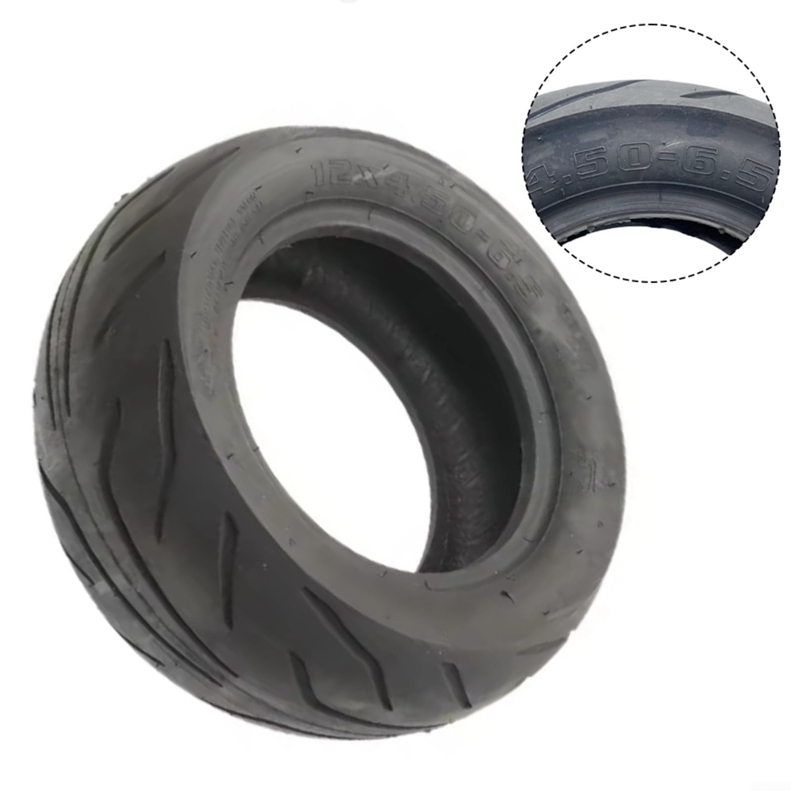 Neumático sin cámara para scooter eléctrico de 12 x 4.50-6.5, neumático de repuesto de goma gruesa resistente a pinchazos con agarre estable para uso urbano en carretera