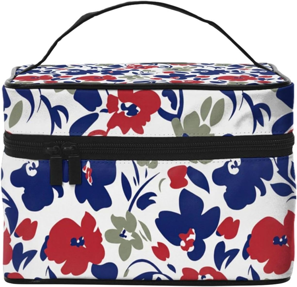 Floral Travel Toiletry Bag 9x6.7x6.3 Inch,Makeup Bag Cosmetic Organizer With Compartments Elastic Holders Portable Travel Kit For Women Men