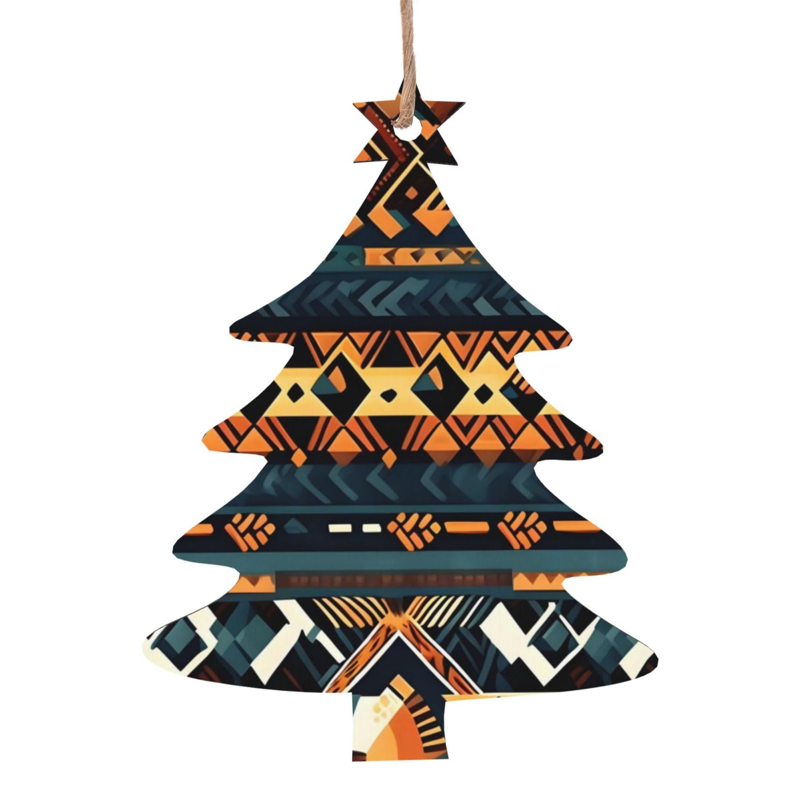 African Tribal Ethnic Texture Printed Christmas Wooden Pendants, Simple and Environmentally Friendly, Holiday decorationsã€‚