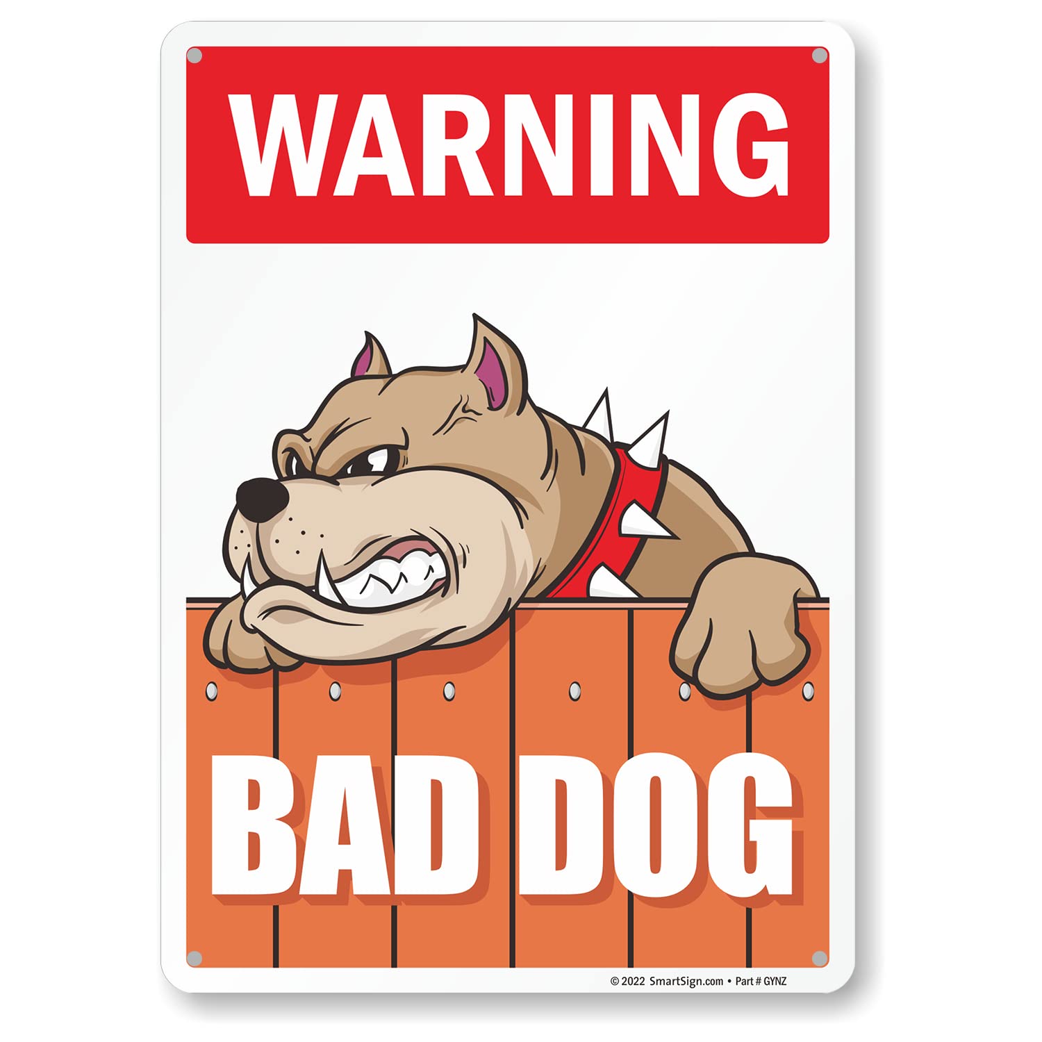 SmartSign 10 x 14 inch “Warning - Bad Dog” Metal Sign, 40 mil Laminated Rustproof Aluminum, Multicolor, Made in USA