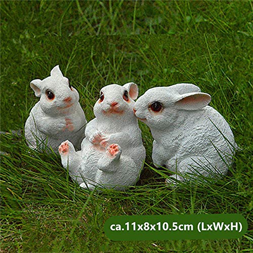 BRTTHYE Resin Bunny Rabbit Figurines Garden Decoration Outdoor Art Yard Animal Figurines Ornament white(3pcs)