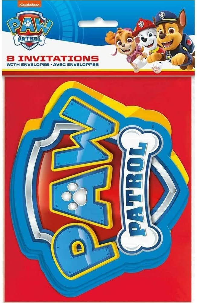 Paw Patrol Large Invitations (Pack of 8) - Multicolor, Eye-Catching Designs for Kids' Parties & Events