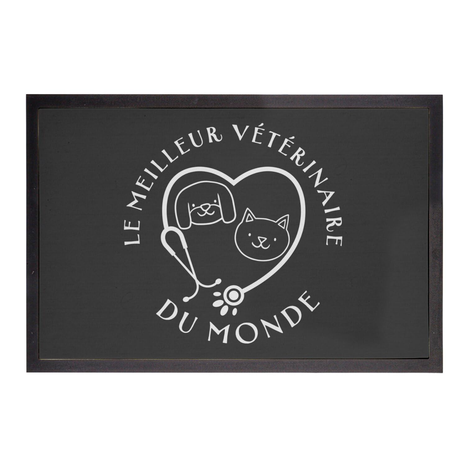 Paillasson noir 75x50cm Le Meilleur Vétérinaire du Monde pour cabinet