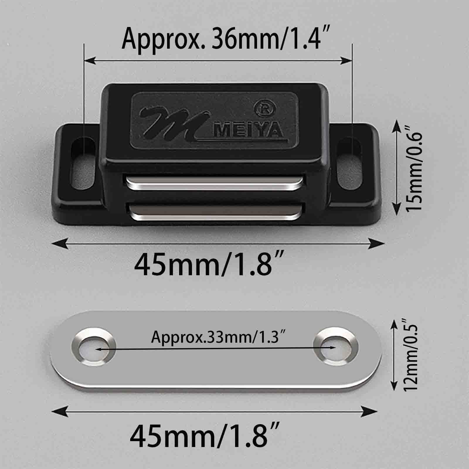 12 Pack Magnetic Door Catches,Heavy Duty Small Latch for Kitchen Bathroom Cabinet Closet Door (Black) - Image 2