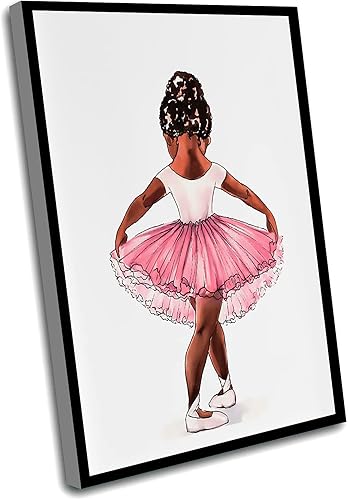 Windrain Decoración de pared para niños, arte de guardería para niña, arte de bailarina negra, decoración de niñas afro, arte para niños, impresión