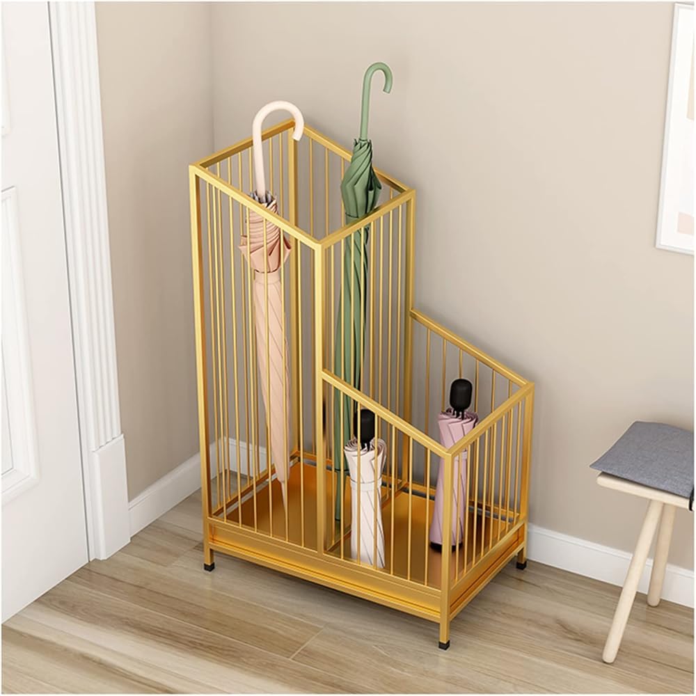 DUANHOZ Metal Umbrella Stand with Leak Tray - Space-Saving Holder for Entryway, Hallway, Porch, Office, and Doorways
