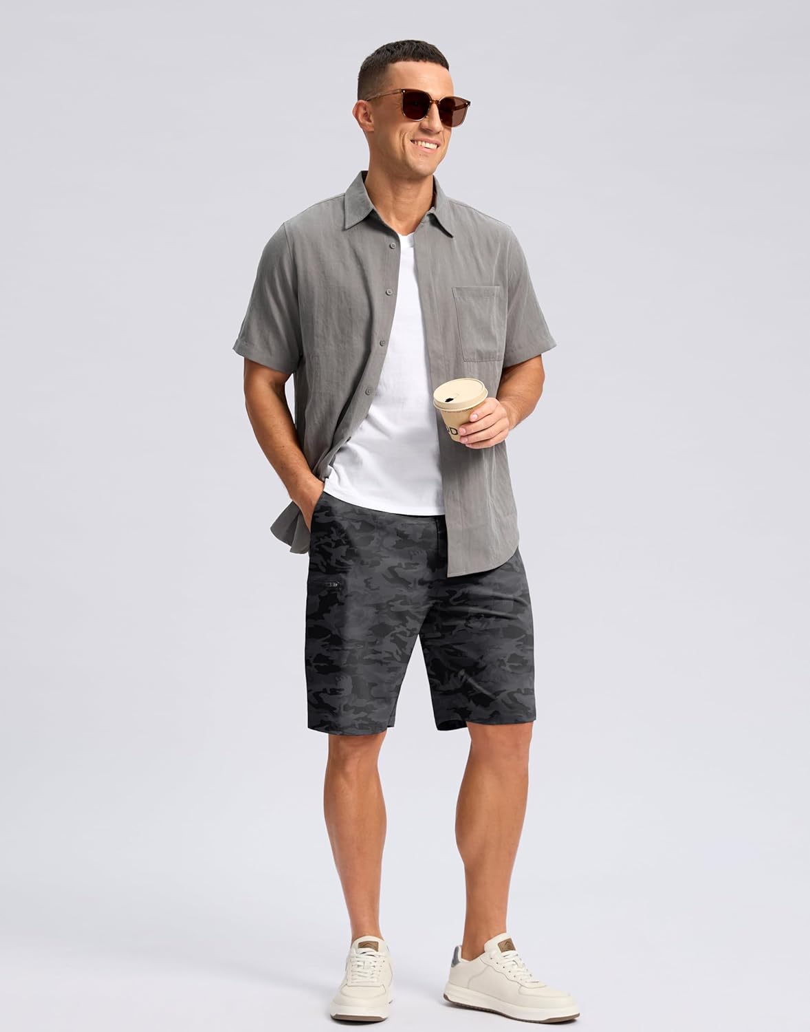 G Gradual Men's Casual Shorts 7"/ 9" Lightweight 4 Pockets Stretch Quick-Dry Summer Shorts for Golf Work Hiking Trips (7", Black Camo, XL) - Image 3