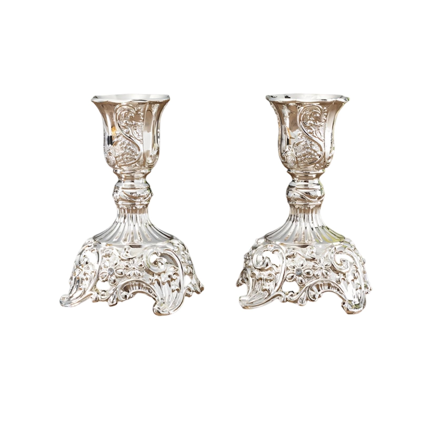 Oxxggkao Of 2 Elegant European Engraved Taper Holders Antique Metal Candlestick Candelabra for Table Centerpieces Elegant Holders