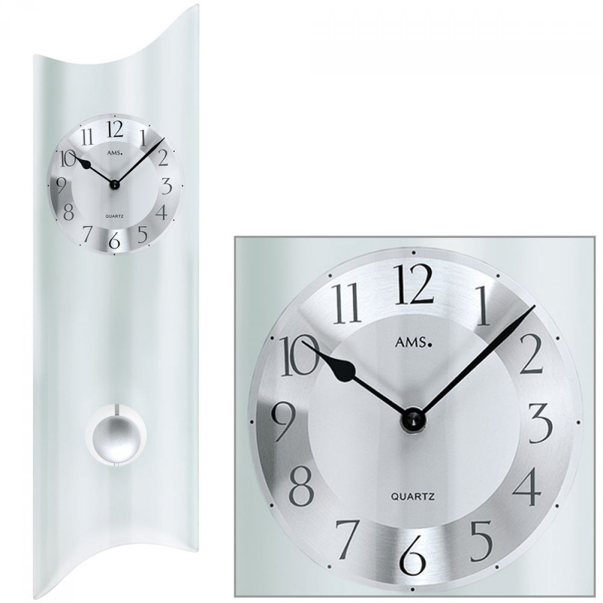 Pendule à quartz AMS w7324 grande horloge murale en bois d'ébénisterie