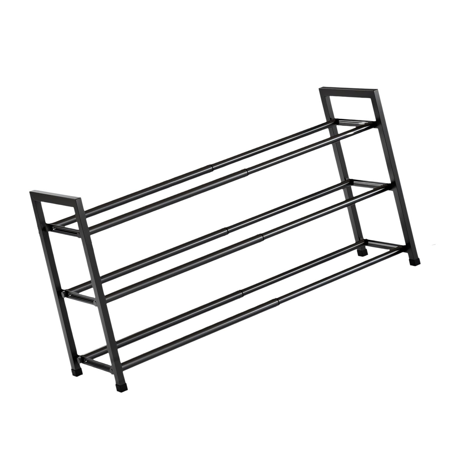 TFAOYS Modern Black Metal Shoe Shelf with Foldable and Extendable Features Perfect for Entryway Home Shoe Planner