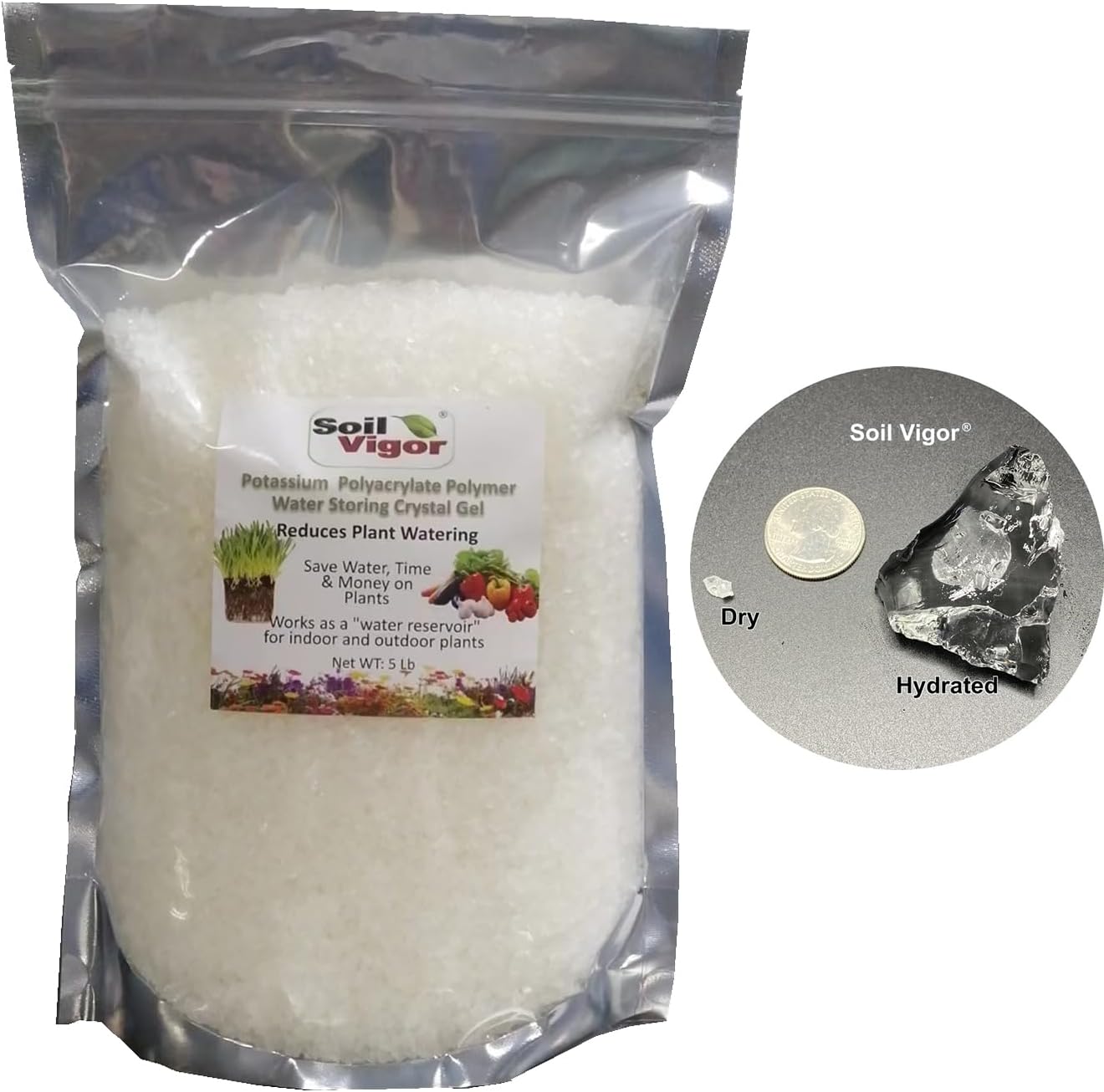 5 Pounds Potassium Water Absorbing Crystal Polymer Commercial Grade
