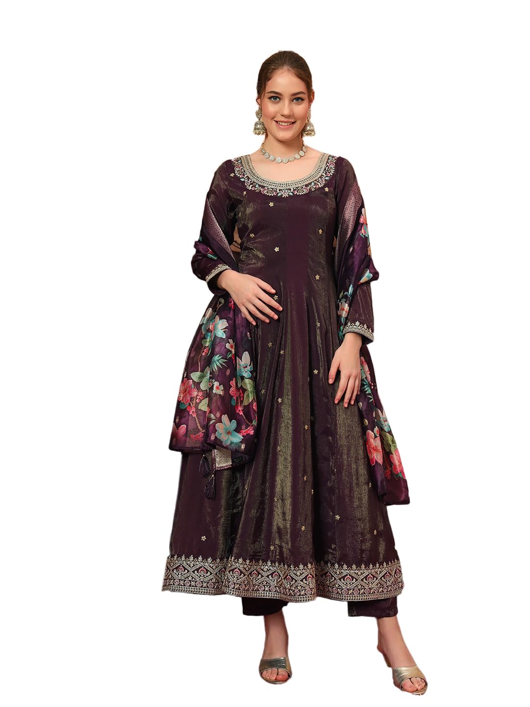 Shopping Queen Women's Embroidered Party Wear with Dupatta