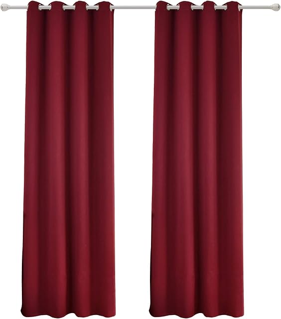 WOLTU zestaw 2 zasłona nieprzejrzysta, z oczkami, 130 g/m², zaciemniająca zasłona termiczna, nieprzepuszczająca światła, do salonu, pokoju dziecięcego, sypialni, 135x225 cm Burgund