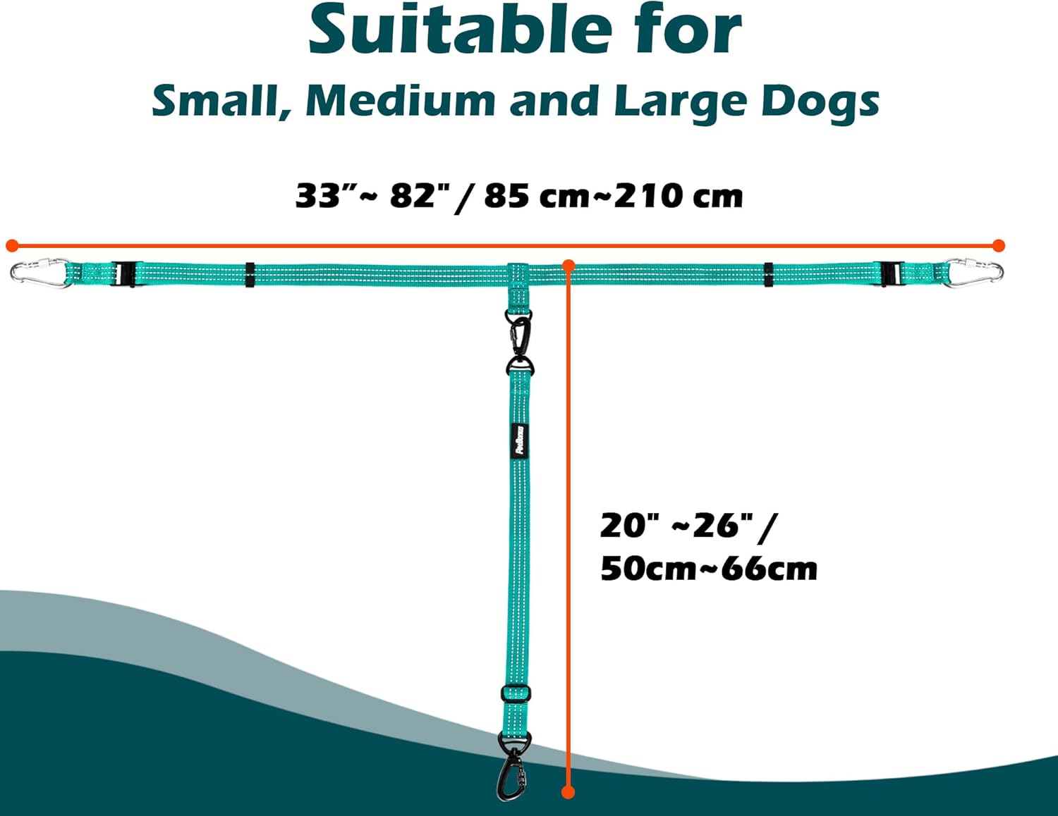 PetBonus Truck Bed Dog Leash, Dog Truck Tether Tie Down, Adjustable Safety Out Leash, Comfortable Pick-Up Bed Restraint Lead, Ratchet Tightening Pet Car Harness Belt, Single Lead (Turquoise)
