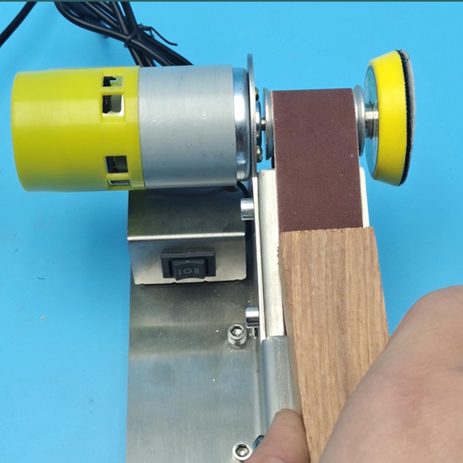 Mini Levigatrice a Nastro 7 Velocità Smerigliatrice Elettrica per Metallo Legno Affilare Regolabile 1°-45°