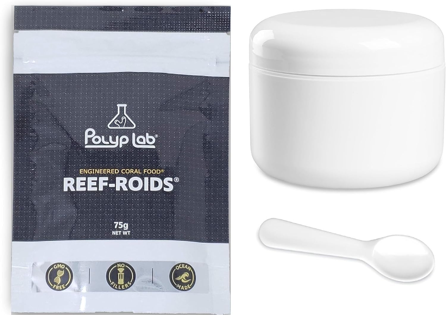 Polyp Lab PolypLab Polyp-Booster 100ml Bottle Reef-ROIDS Coral Fish Food (75g Reef-ROIDS + Jar)
