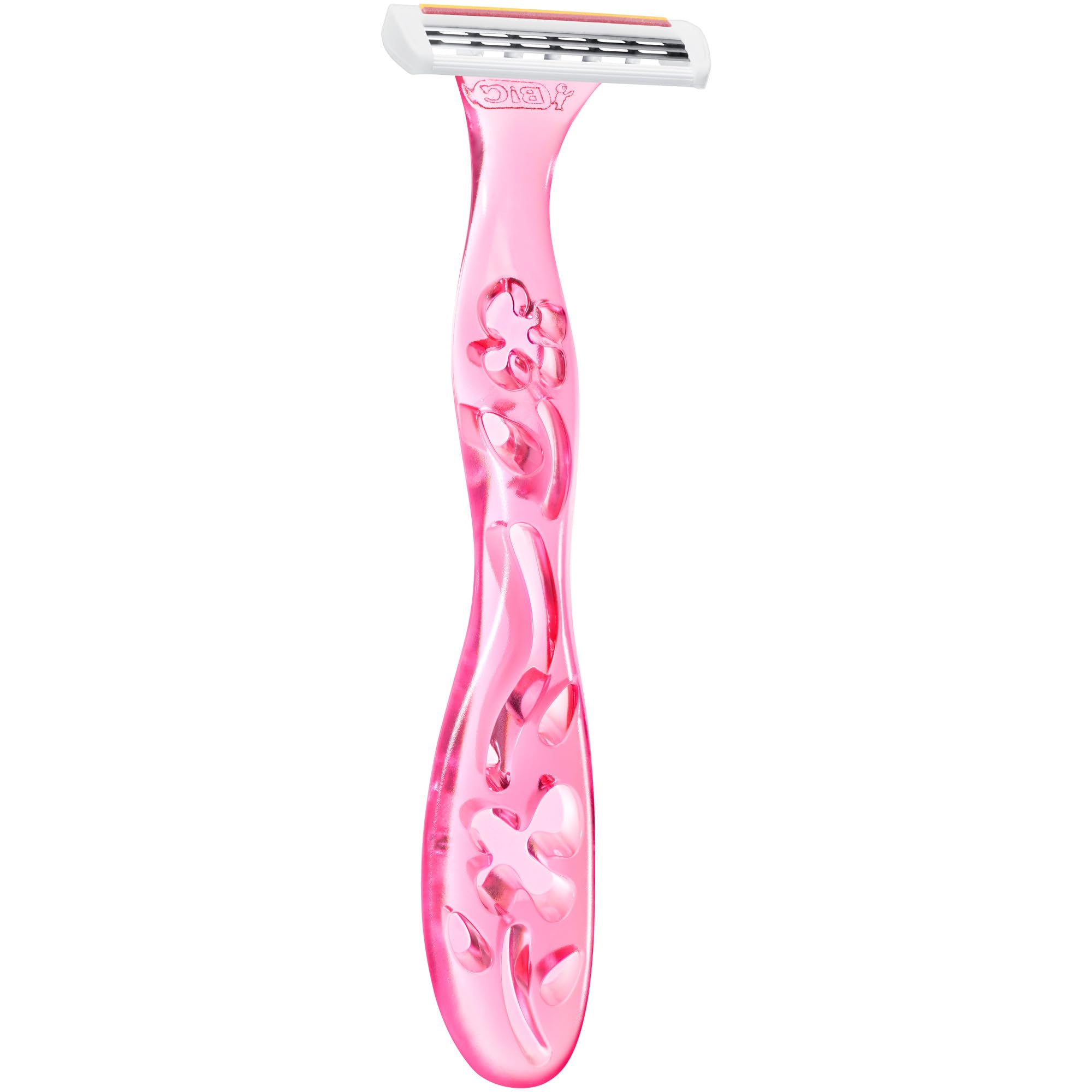 BIC Miss Soleil Colour Collection Razors Women - Colour Collection Triple Blade Disposable Womens Razors with Engraved Flower Handles - Pack of 4