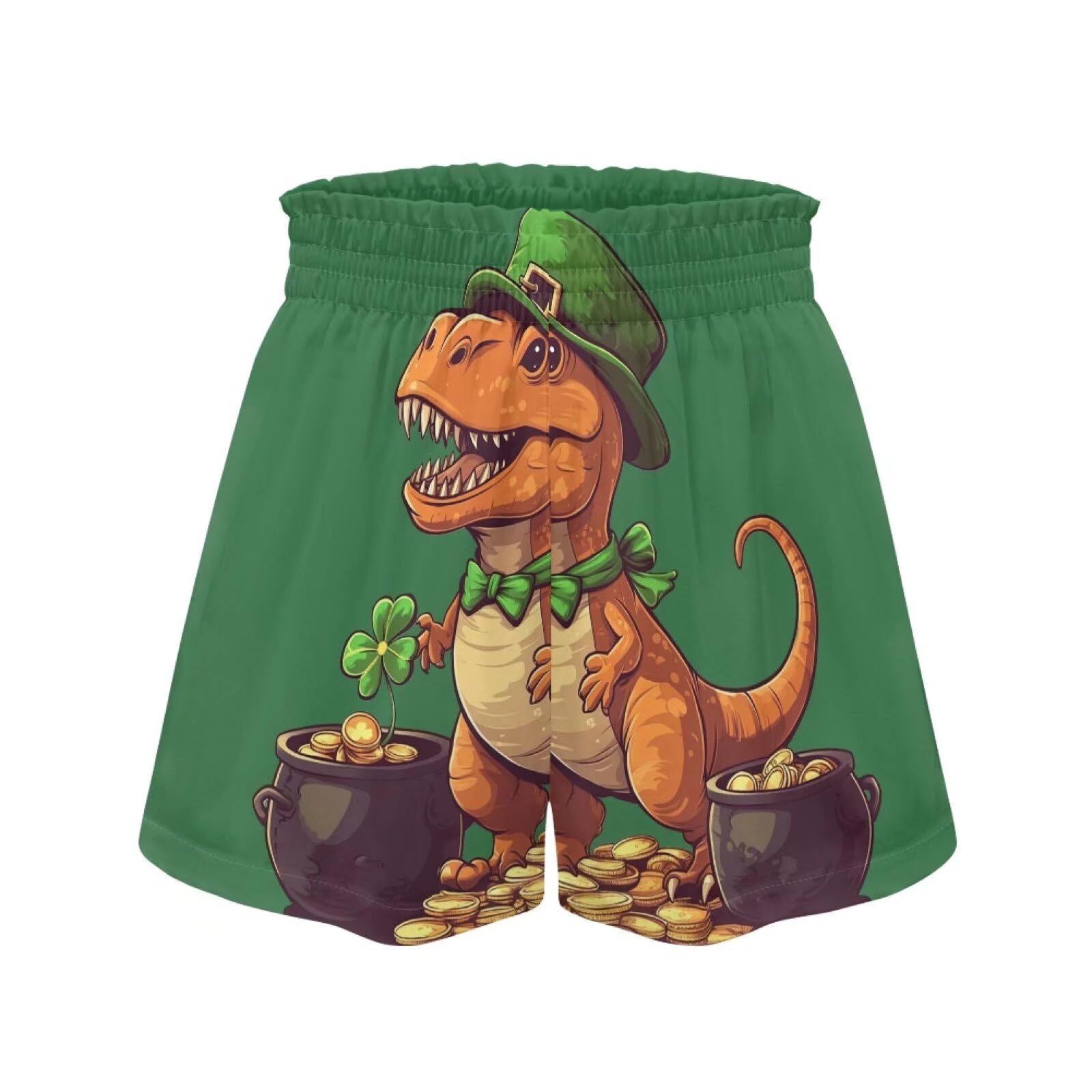 Frymappies St Patricks Day Shorts for Boys 6-12 Months Dinosaur Kids Athletic Shorts Toddler Boys Irish Green Leaf Shorts Casual High Waisted Shorts with Pockets Holiday Party Shorts Swim Shorts