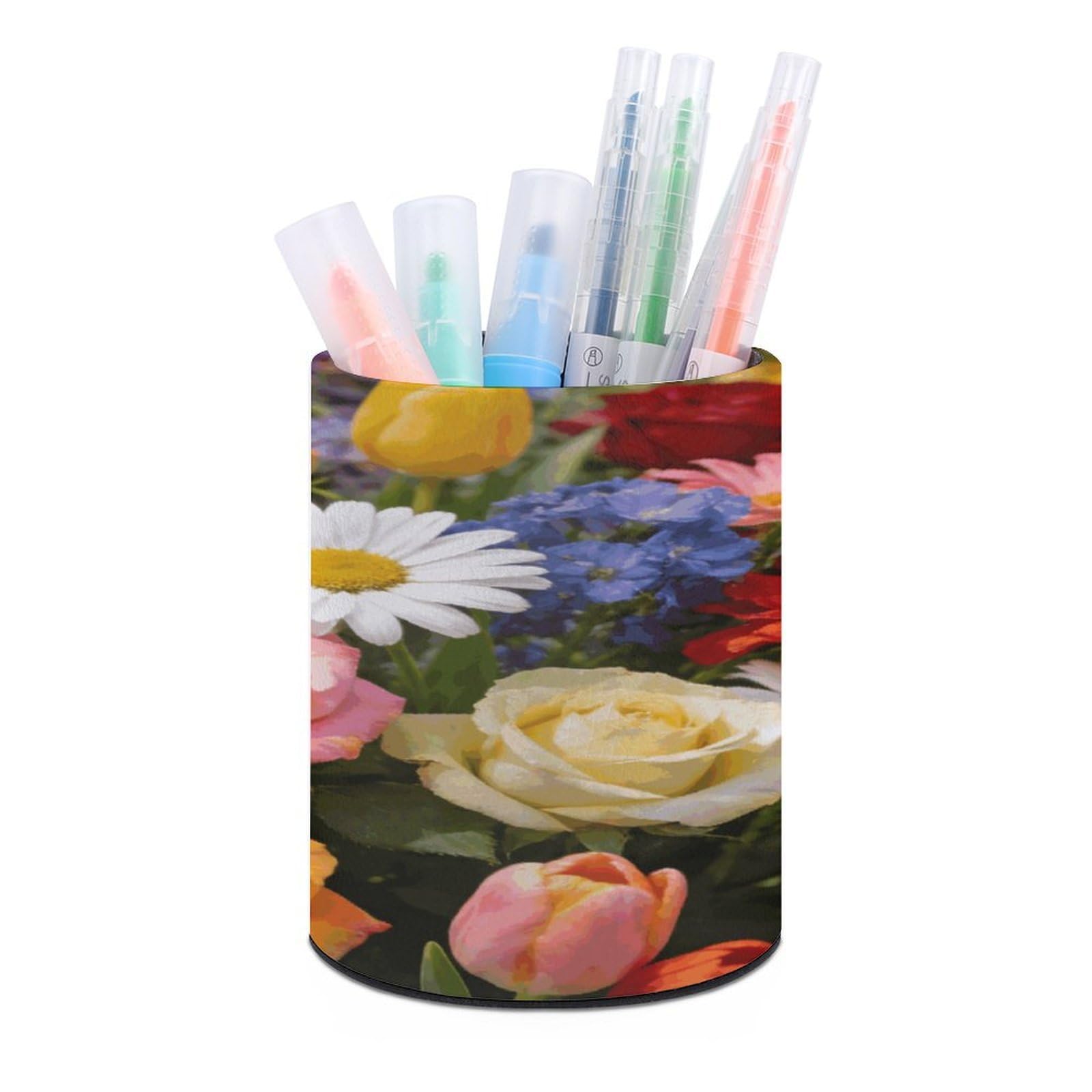 LZQPOEAS - Colorful Fields Pen Holder for Desk Organizer, Modern Minimalist Round Pen Storage Case PU Leather Multifunctional