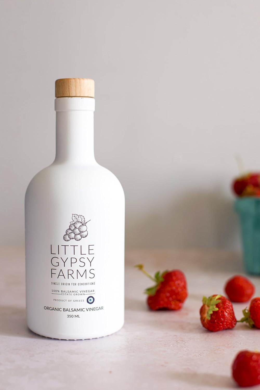 Organic Balsamic Vinegar & Heirloom Olive Oil from Little Gypsy Farms | First Cold-Pressed and Oak Barrel Aged | Notes of Fig with Strawberry Finish | Single Family Farms in Greece (2 Pack)