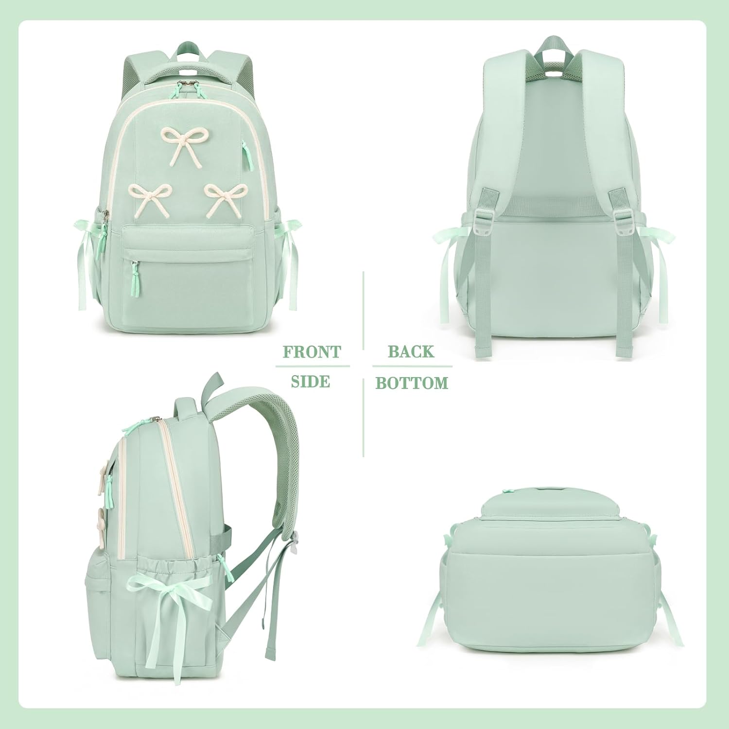 3pcs Bow Backpack Girls Lunch Box