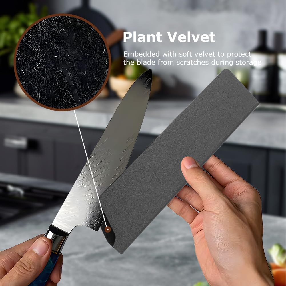 2 protectores de borde de cuchillo, funda de cuchillo de chef de 6 a 8 pulgadas, cubierta universal de ABS, protectores de hoja de cuchillo, forro de fieltro suave antiarañazos, funda para cuchillos