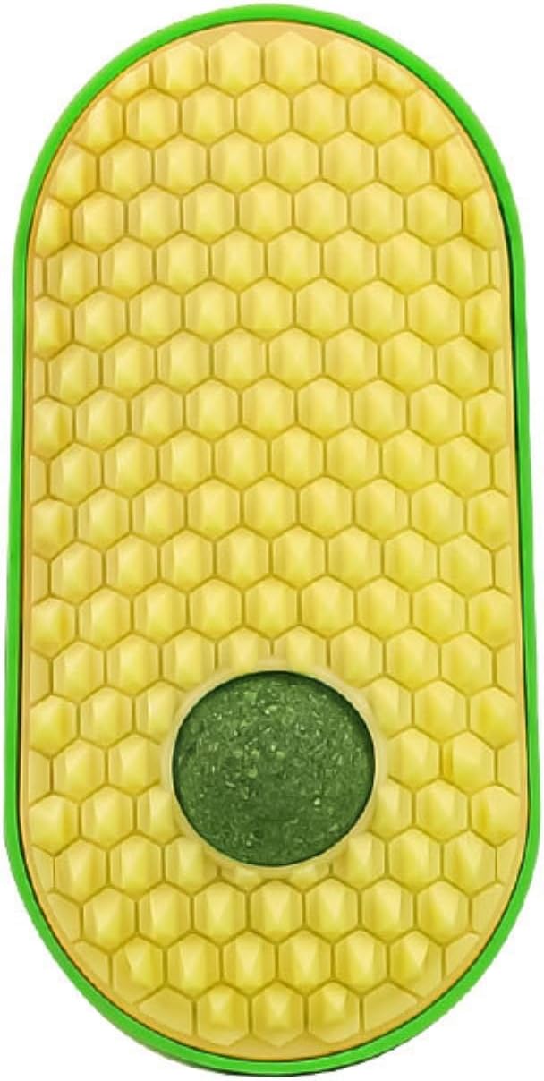 Cat Self Groomer Cat Wall Scratcher with Catnip Funny Magic Cat Toy Ball, Catnip Wall Balls Grooming Massage Brush, Perfect Scratch Massager for Cats (Yellow)