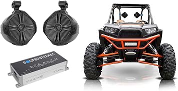 Rockville RWB90B Black 8" Tower Speaker Pair Polaris RZR/ATV/UTV with Amp
