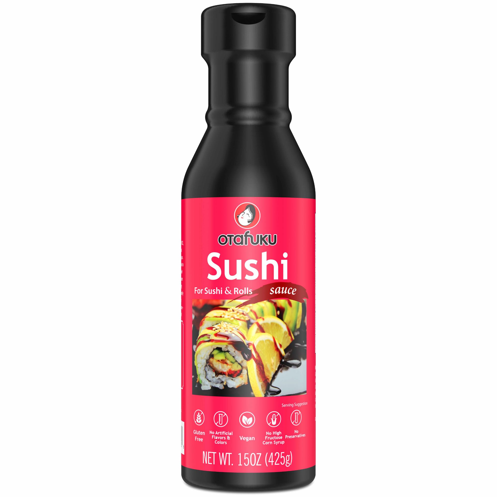 Otafuku Sushi Eel Sauce for Sushi Rolls, Japanese Unagi Sauce Gluten Free, 15 Oz