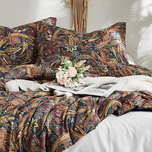 Ikawaapurry Floral King Size Comforter Set For King Bed Paisley Boho Bedding Comforter Sets Fluffy Lightweight Flowers Plants All Season 3 Pieces Comforter King With 2 Pillow Shames #TOP3