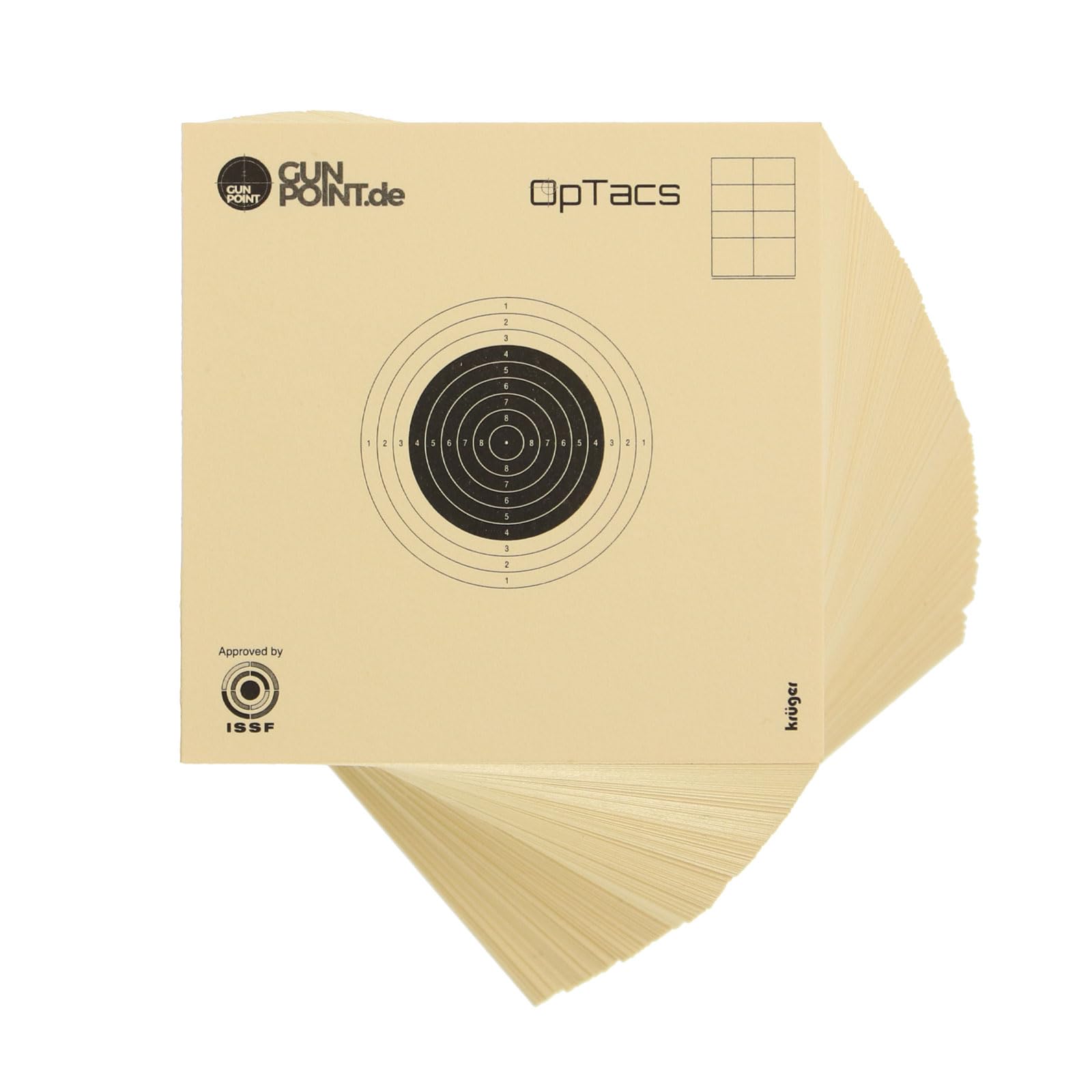 OpTacs - Luftgewehrscheibe 10 x 10 cm - Zielscheibe Luftgewehr Luftpistole Schießscheibe für Training und Wettkampf - 250er Pack
