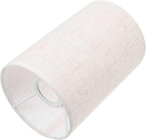 Miniatura 1 de Zerodeko Pantalla de lámpara de lino, pantalla de tambor de tela alta, con clip, cubierta de luz, pantalla cilíndrica, protector de lámpara de