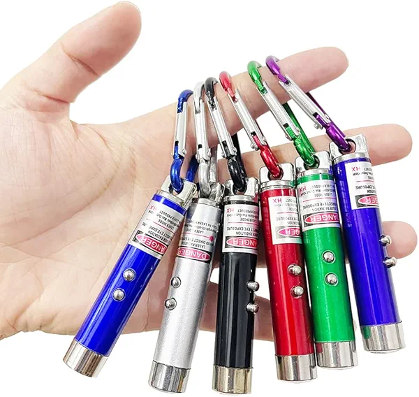 WNZQK 6 PCS Cat Toys Laser Pointer Mini Keychain Laser Pointer LED Flashlight Dog Cat Laser Toy Pet Remote Control Laser (6 Pcs Pack B)
