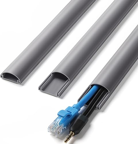 Miniatura 12 de ZhiYo Cable Hider de 34 pulgadas, para 2-4 cables, cubiertas de cable para montaje en pared, cubierta de cable, pared, canaleta de cable blanco, 2 x