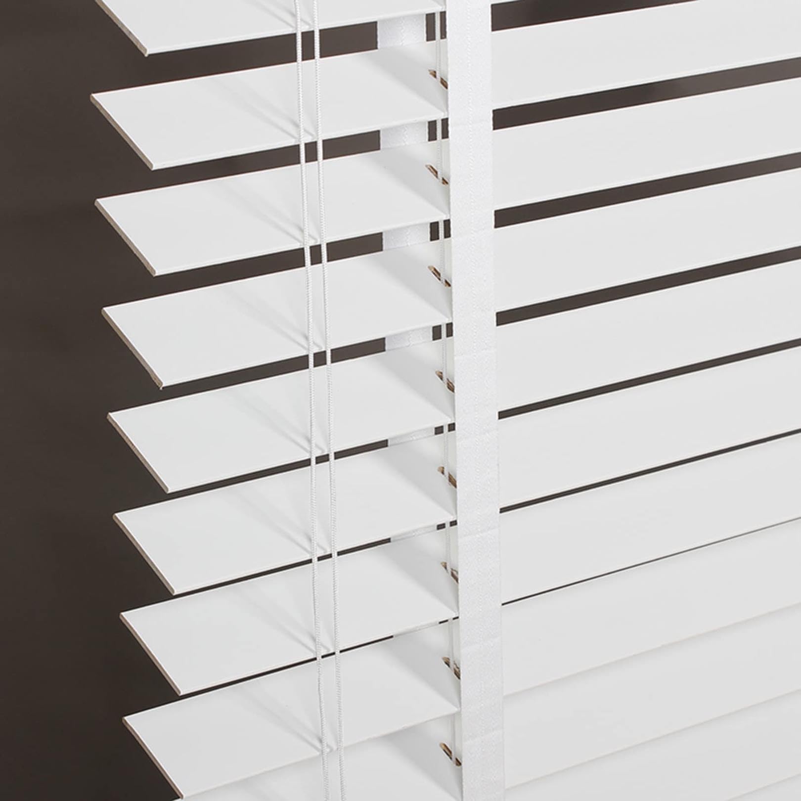 Holzjalousien, 50 mm Lamellen für Fenster, weiße Rollos mit Klebeband für einfache Installation, Echtholz-Jalousien für Wärmeisolierung und Verdunkelung, moderne Fensterbehandlung, Rollläden, Größe:12