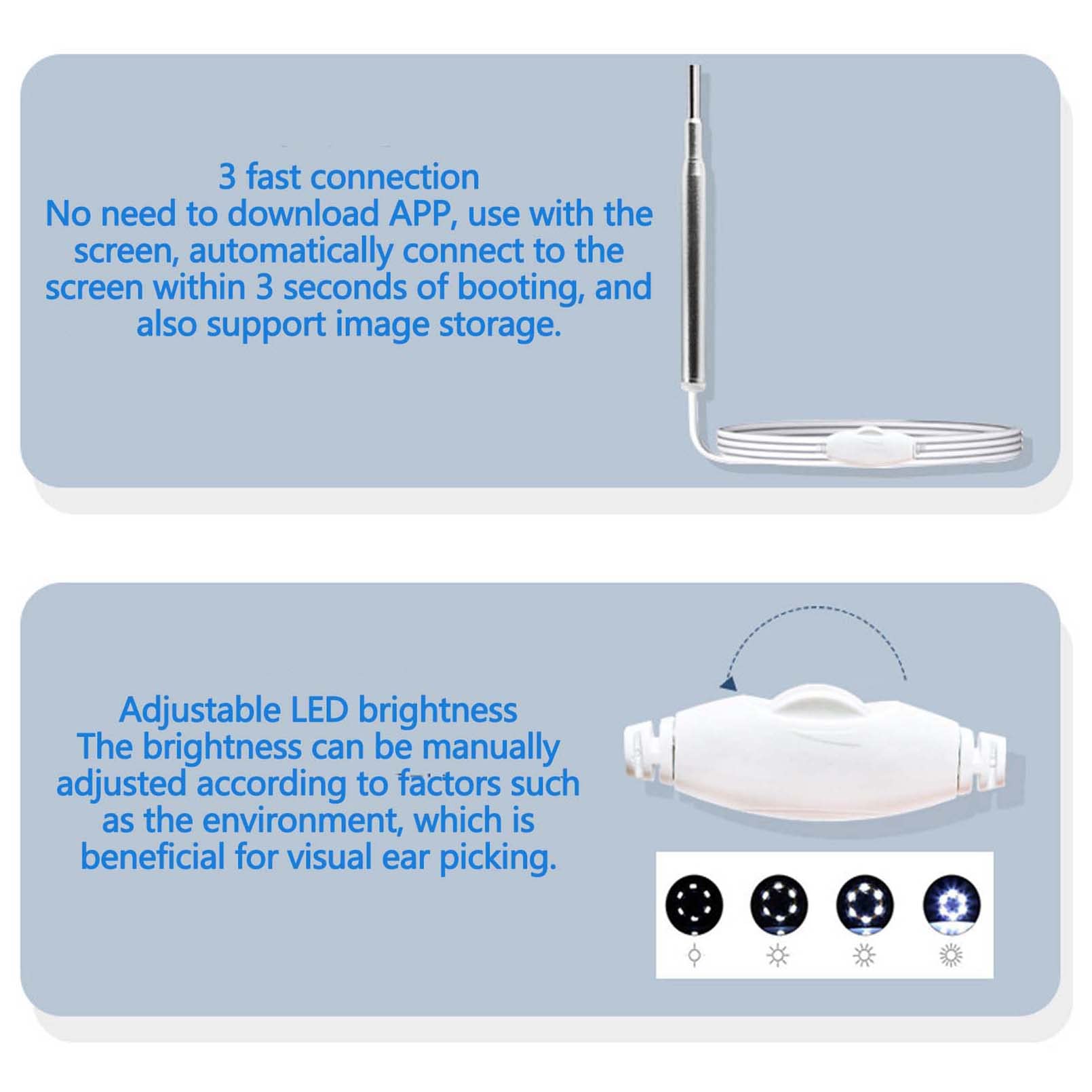 CUTTE Otoscopio Limpiador de Oídos,Herramienta de Endoscopio de Oído Otoscopio USB，Limpiador de Oídos Endoscopio Camara con 4 Luces LED para Niños, Adultos, Negro