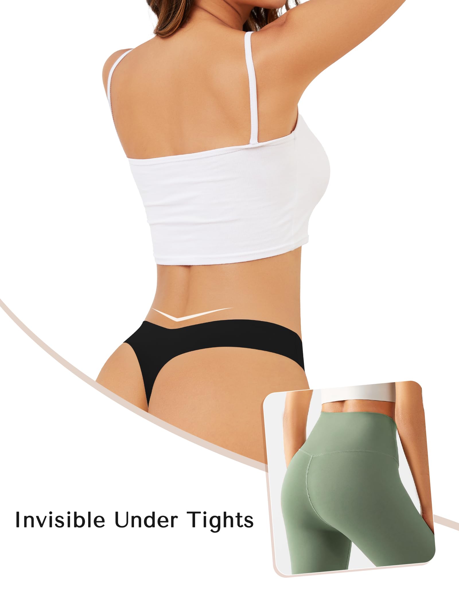 Voenxe Majtki Damskie Stringi Damska Bezszwowe,Seamless Underwear Wielopak | 5 Pack Low Waisted Stanem Women Thong Panties,Obniżana Stan OddychająCe Sportowe MięKka,Kobiet RozciąGliwych Wygodne Damskiej