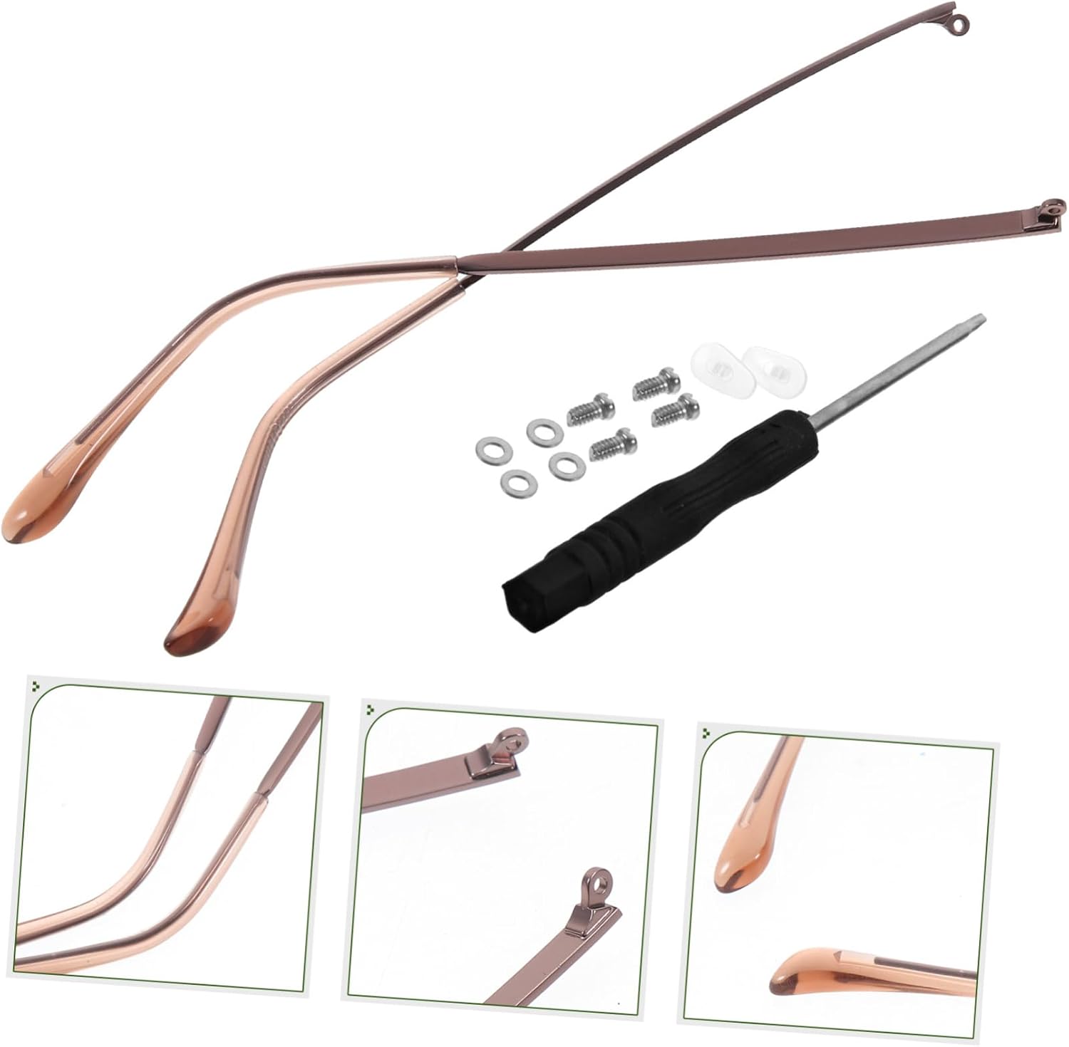 SECFOU 4pairs Eyeglasses Replacement Temple Metal Arm for Sunglasses and Eyeglasses Easy to Install and Comfortable Fit for Repairing