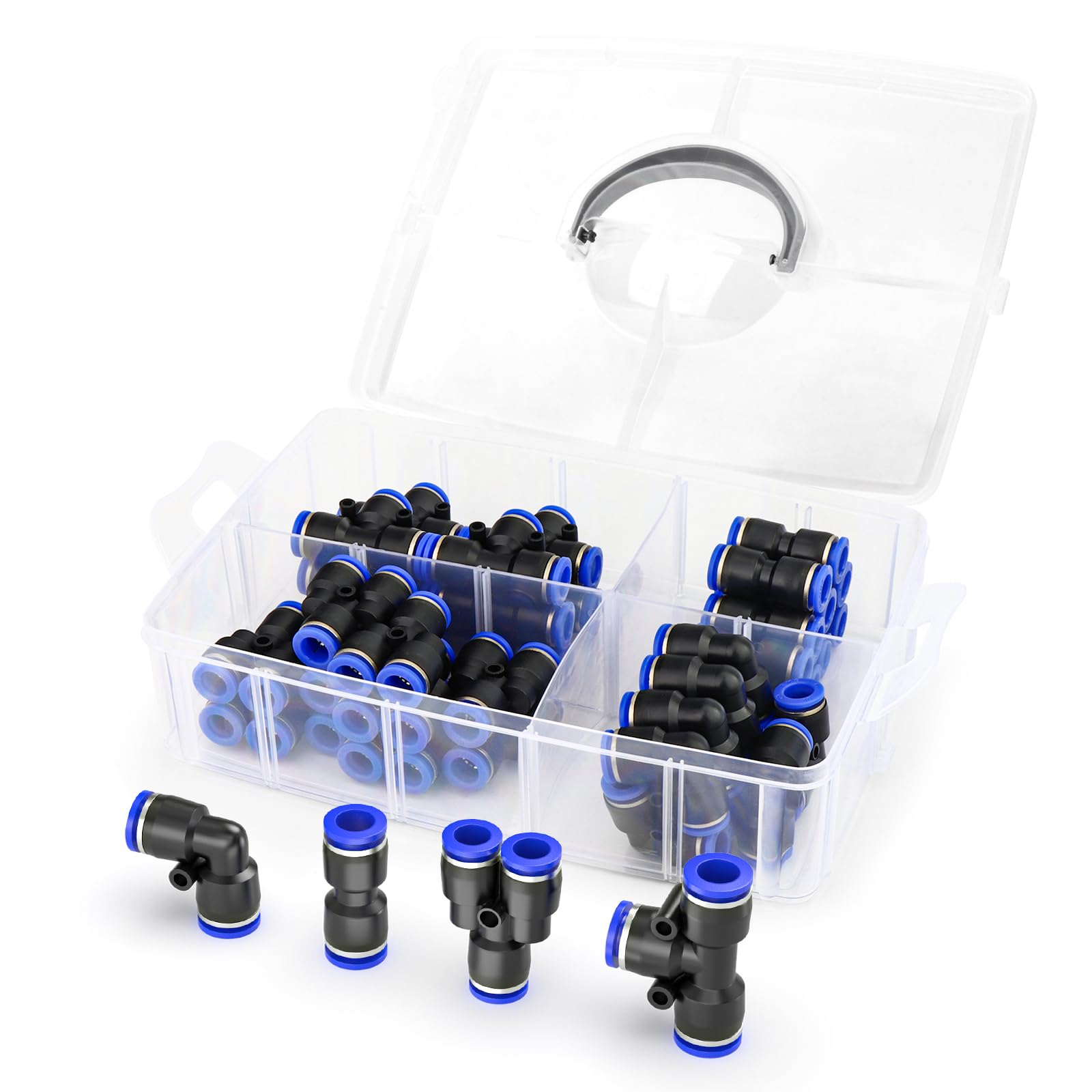 10 piezas azul de 10 mm de diámetro exterior en T de 3 vías empujar para conectar neumáticos accesorios (PE-10) — view 42
