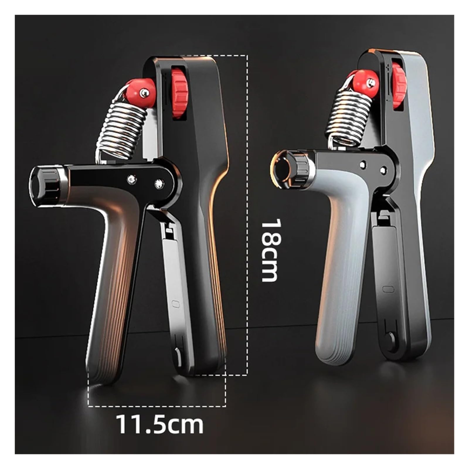 Fortalecedor de Agarre, Dispositivo de conteo electrónico con Peso Ajustable(Black Grey)