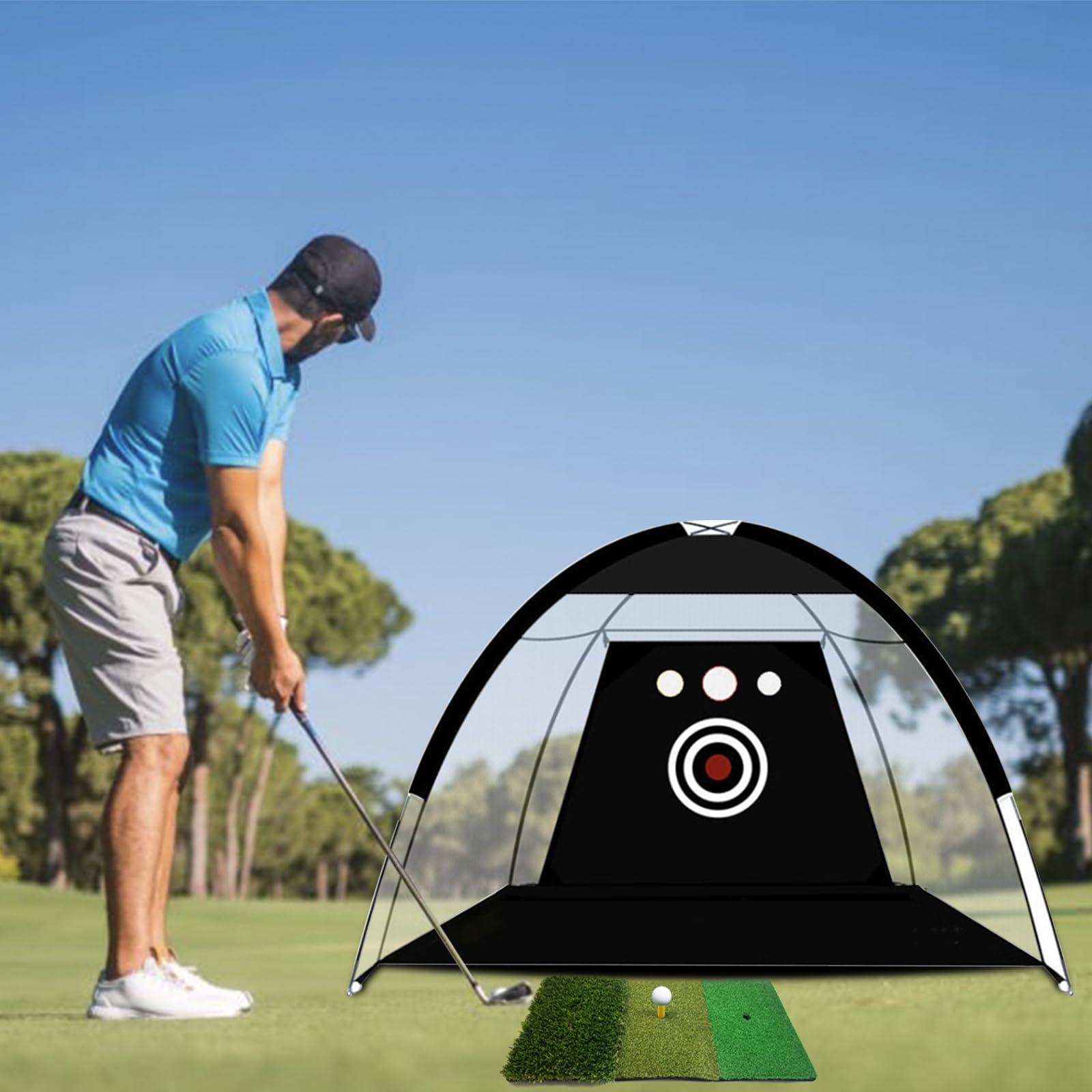 Rete pratica da golf, 300 x 200 cm, con tappetino per colpire, reti di aiuto per allenamento con bersaglio in nylon