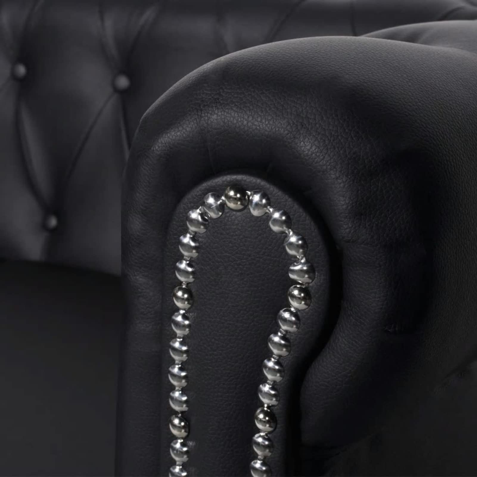Homgoday Divano Chesterfield a 3 Posti in Pelle Artificiale Nero,Divani 3 Posti Offerte,Divano Chesterfield Moderno,Divano Ecopelle,Divano in Pelle,Divano Vintage,Divano in Offerta,Divano Pelle