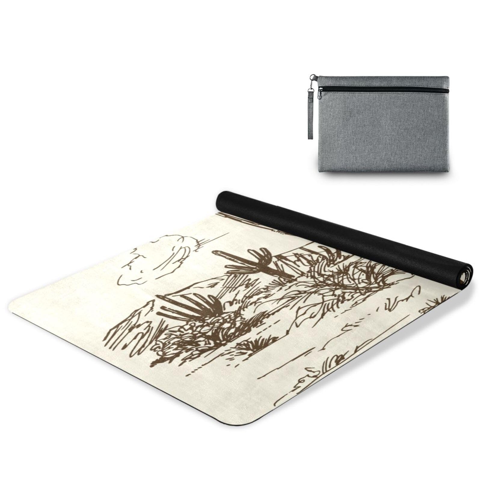 Esterilla de yoga antideslizante con diseño de vaquero del desierto del desierto, extragruesa, para entrenamiento en casa, pilates, yoga y entrenamientos en el suelo, 71 x 26 pulgadas