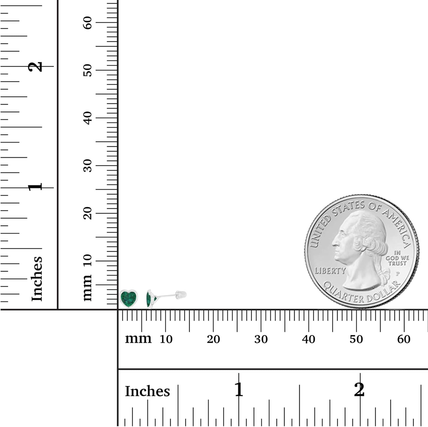 Solid 14K Gold Hypoallergenic 4mm Heart Shaped Birthstone Polished Bezel Screw Back Stud Earrings - Image 4