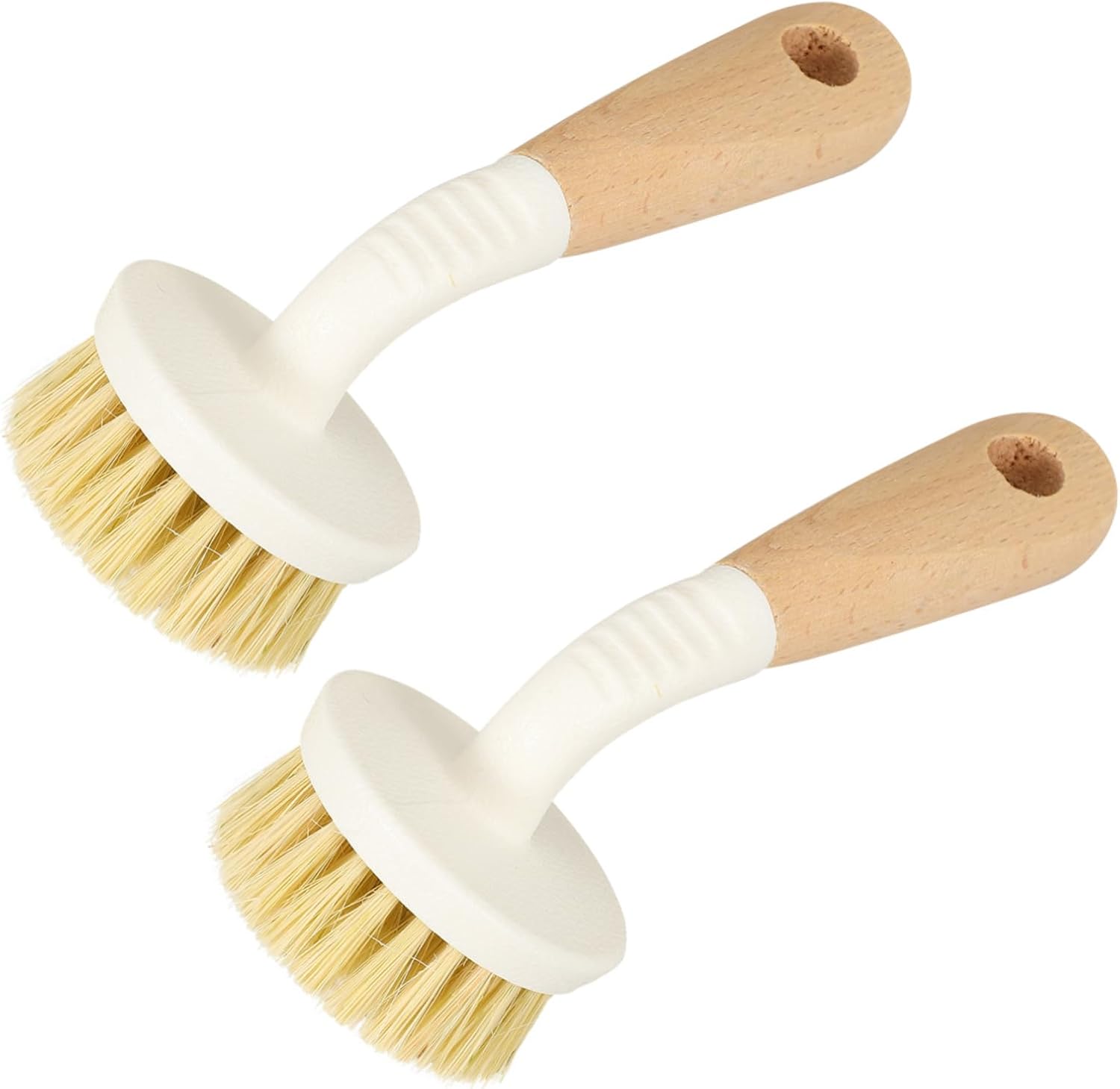 Kitchen Cleaning Brush 2pcs Wood Sisal Handle Pot Wash Brush