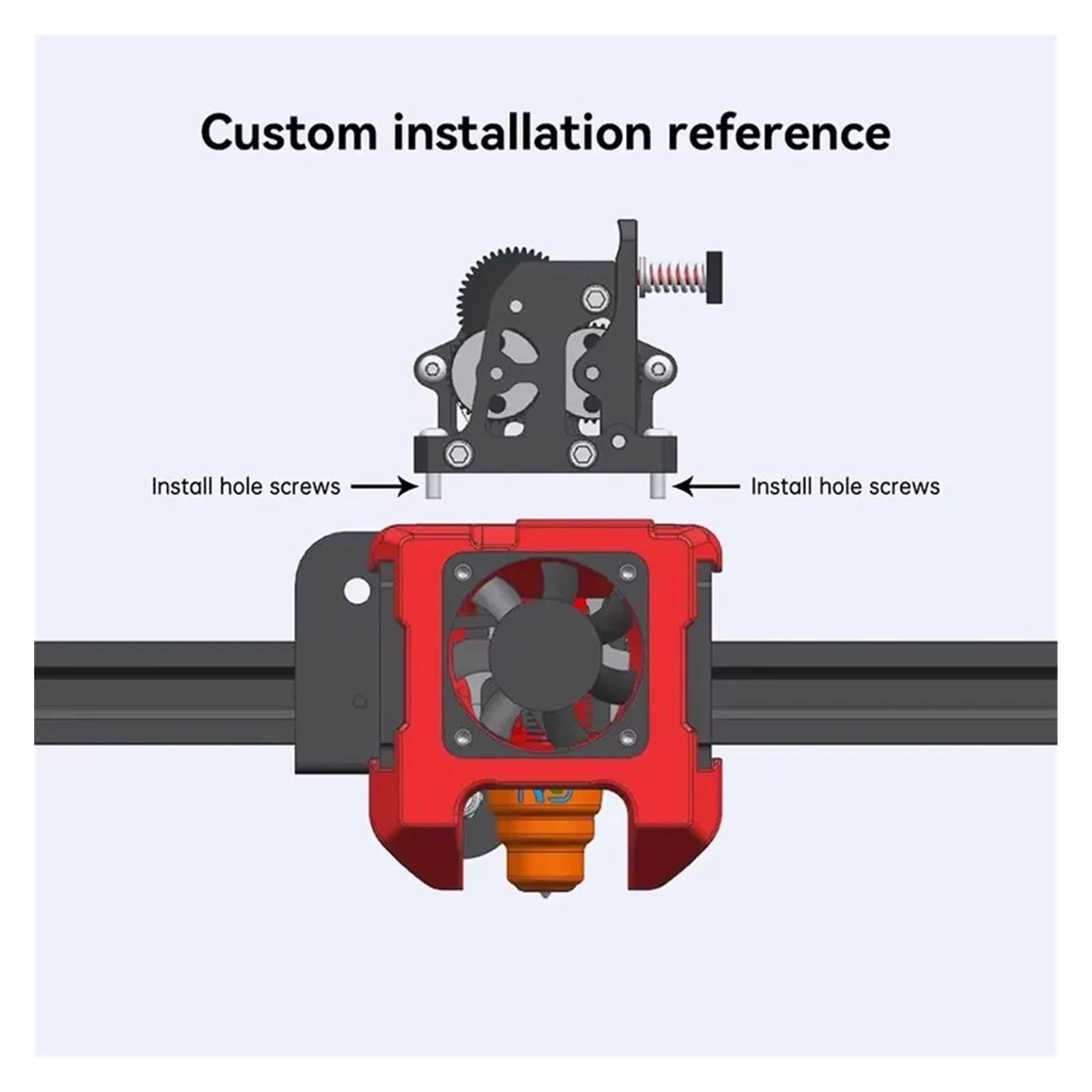 VORON Dual Gear Extruder HGX-LITE-Extruder Untersetzungsgetriebe aus gehärtetem Stahl Hochgeschwindigkeitsmotor 3D-Druckerteile for CR10 Ender 3(Red set)