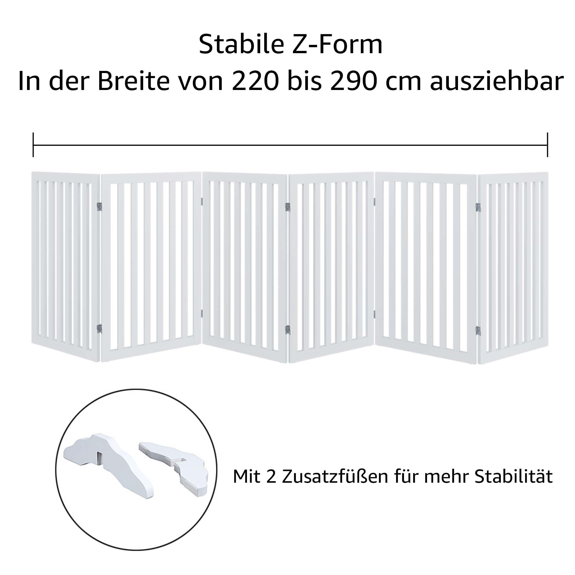 Unipaws Hundegitter 306 cm extra breit freistehendes Hundetor faltbares Welpengitter Holz Laufstall erweiterbare Hundebarriere (91 cm, Weiß)
