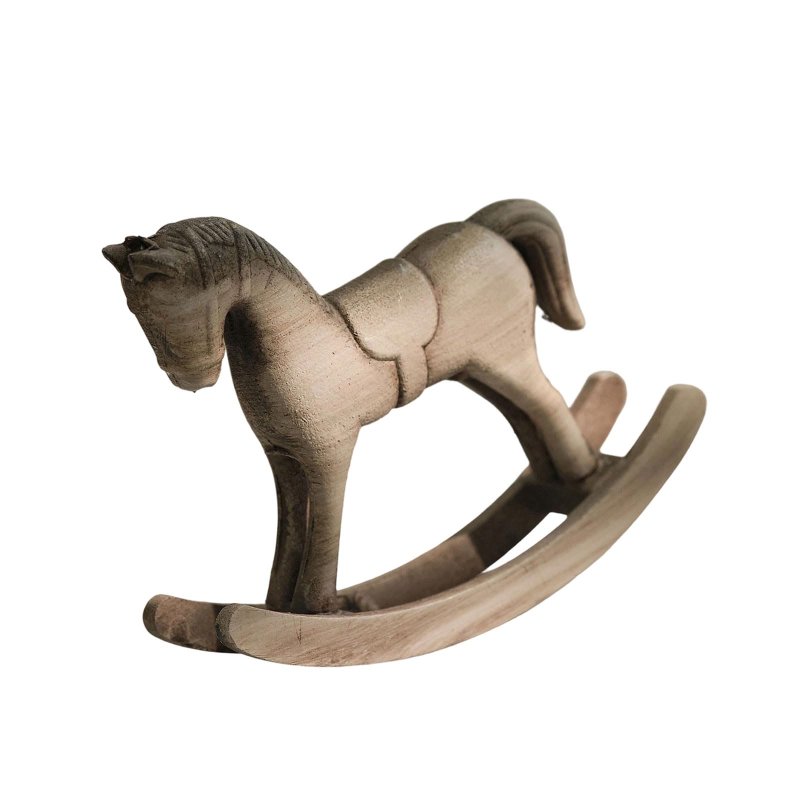 Shunzhong A Rtistic Wooden Rocking Horse Statue Home Decors For Study Desk Mantelpiece Display Collectible Ornament Gift Living Room Wooden Rt Decors